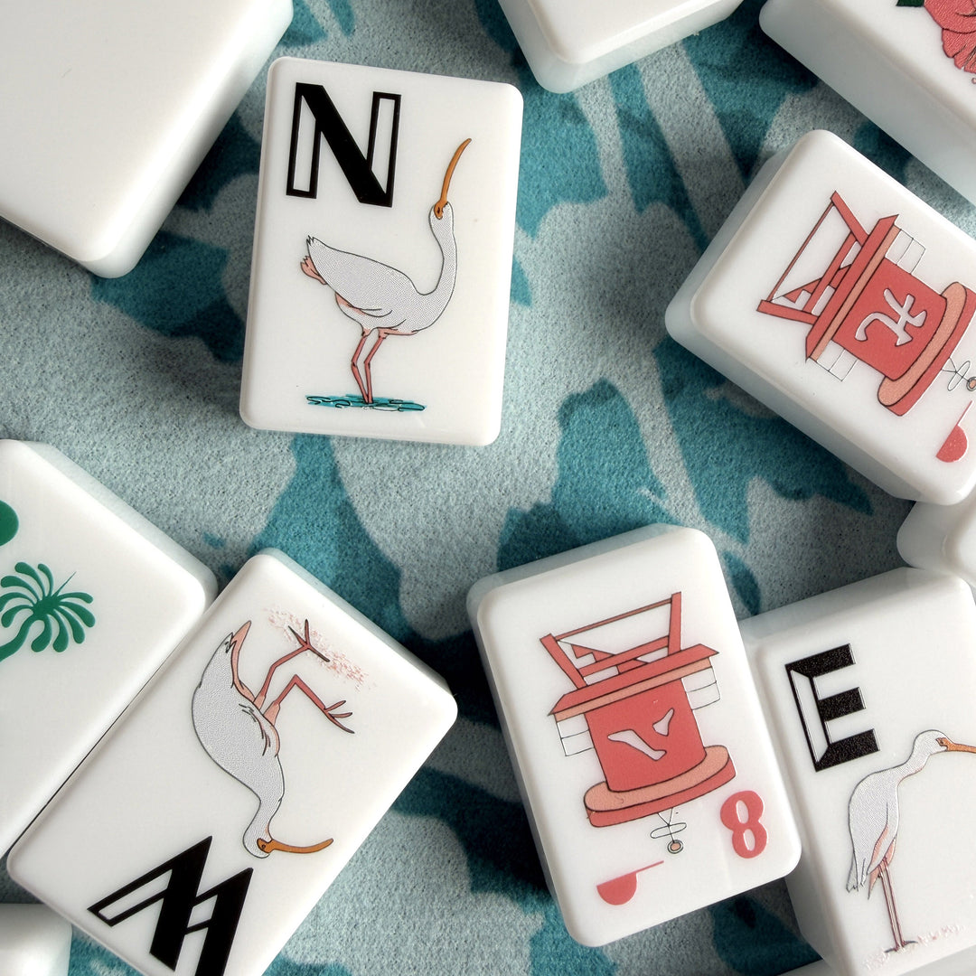 Mahjong Set & Lucite Display Box Bundle
