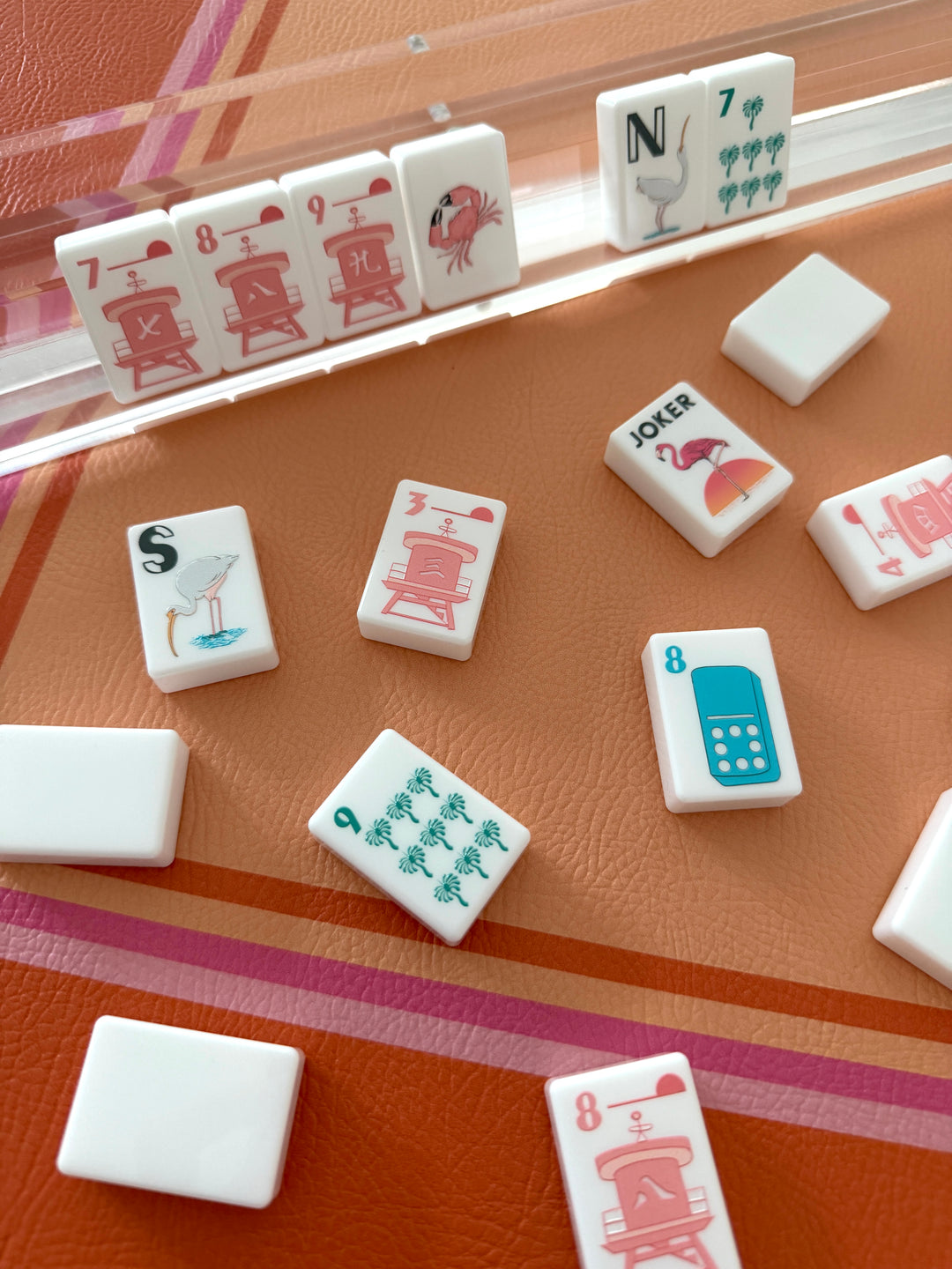Three Oh Five Mahjong Mat - Flamingo Stripe